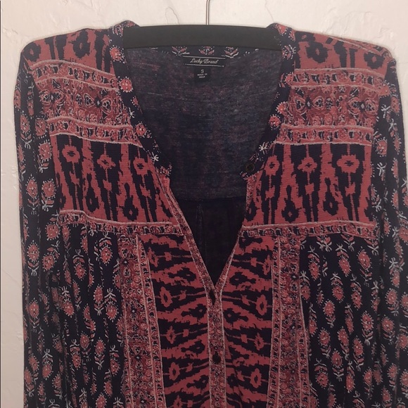 Lucky Brand Orange and Navy Patterned Tunic - Picture 3 of 6